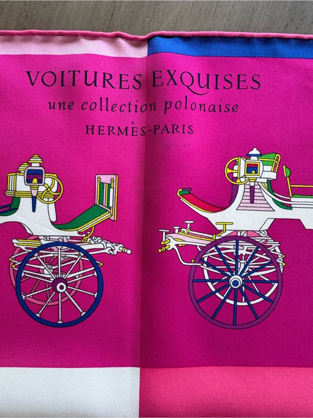 Hermes Voitures Exquises Pink Silk Scarf